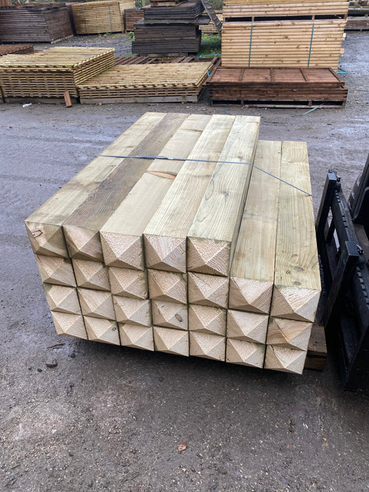 Treated timber 150mm x 150mm pyramid top bollards