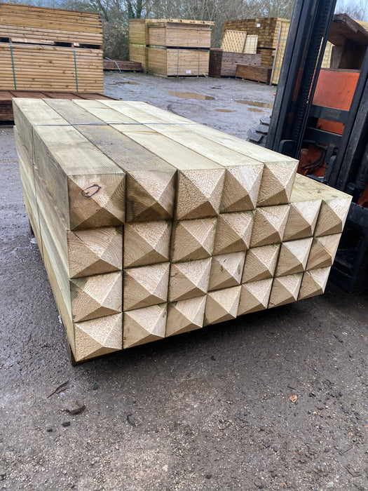 Treated timber 150mm x 150mm pyramid top bollards