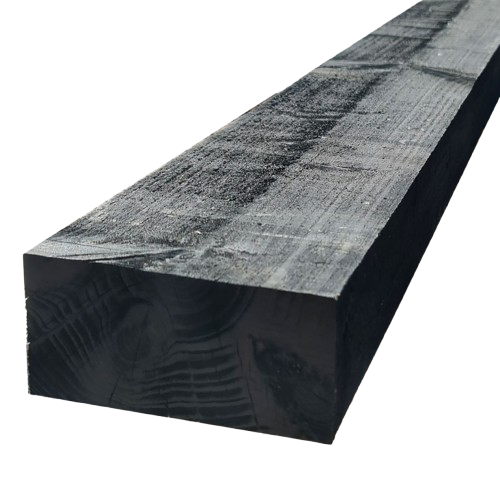 2.4mt Pre painted black 200mm x 100mm Treated Timber Sleepers