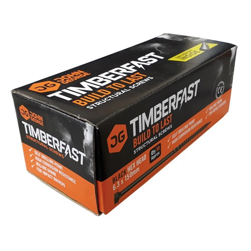 Timberfast Screws Black Hex Head 250mm (50)