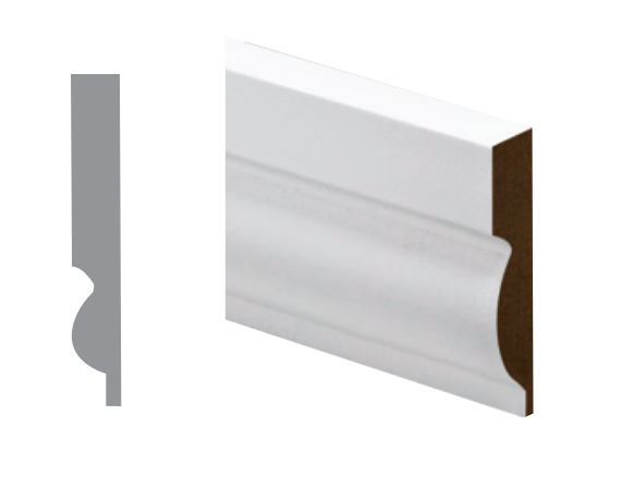 4.4mt 18mm x 69mm Torus Primed MDF Architrave
