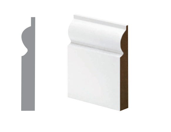4.4mt 18mm x 144mm Torus Primed MDF Skirting