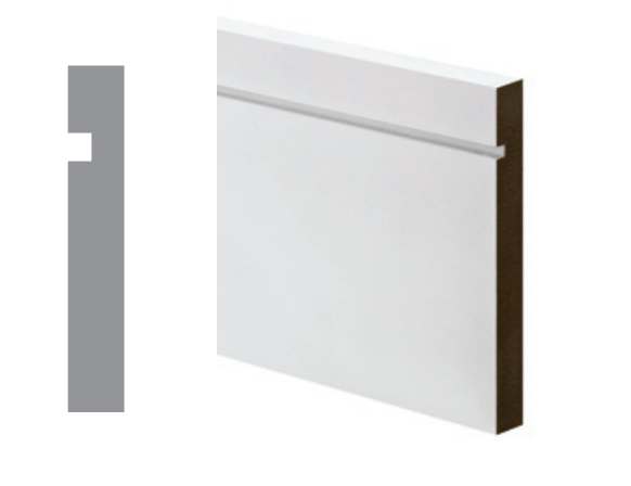 4.4mt 18mm x 144mm Grooved Primed MDF Skirting