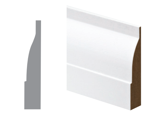 4.4mt 18mm x 144mm Ovolo Primed MDF Skirting
