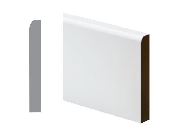 4.4mt 18mm x 144mm Pencil Round Primed MDF Skirting